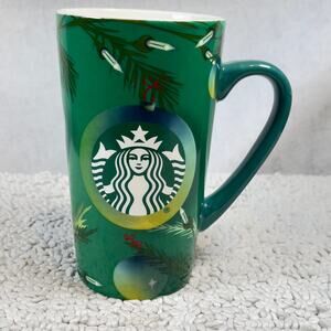 Starbucks Tree Lights Pine Branch 2020 Green Holiday 16 oz Tall Ceramic Mug Cup
